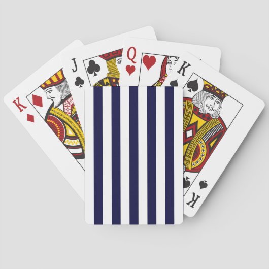 Klassieke Navy Blue en White Stripe Pattern Pokerkaarten (Achterkant)