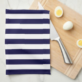 Klassieke Navy Blue en White Stripe Pattern Theedoek (Quarter Fold)