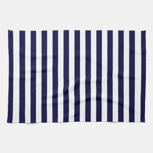 Klassieke Navy Blue en White Stripe Pattern Theedoek (Horizontaal)