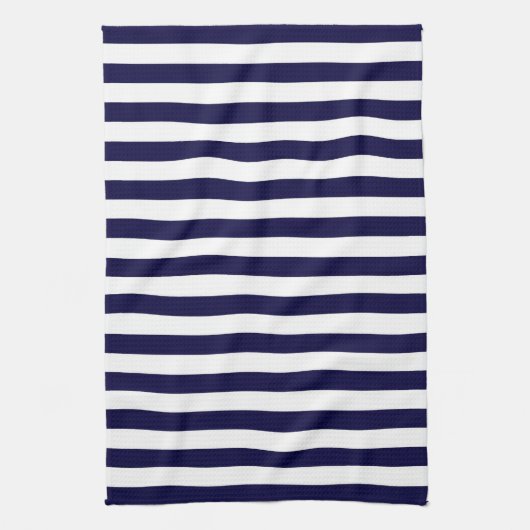 Klassieke Navy Blue en White Stripe Pattern Theedoek (Verticaal)