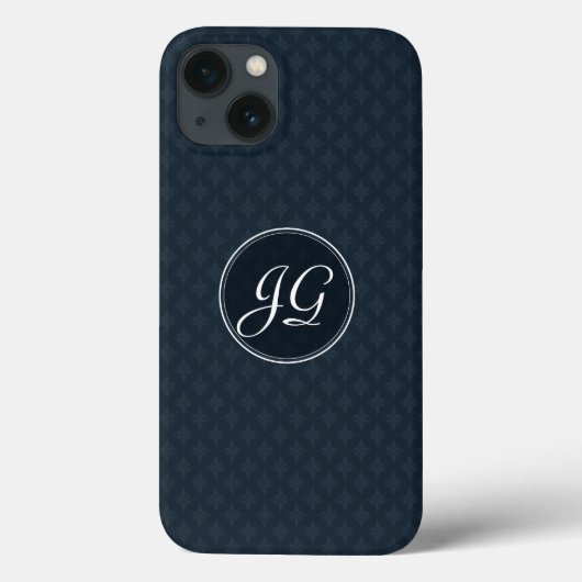 Klassieke Navy Blue Pattern Aangepast monogram 6 Case-Mate iPhone Case (Achterkant)