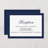 Klassieke Navy Border Formele Trouwreceptiekaart Kaart (Voorkant / Achterkant)