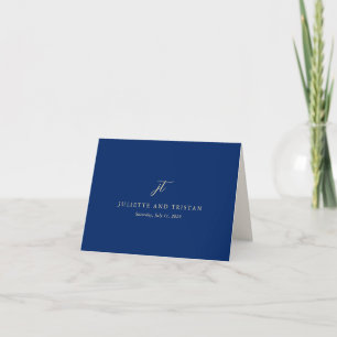 Klassieke Navy en Crème Elegante Trouwdag Bedankkaart