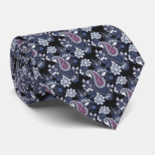 Klassieke Navy Paarse Paisley Stropdas