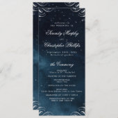 Klassieke Navy Zilveren Kalligrafie Bruiloft Progr Menu (Voorkant / Achterkant)