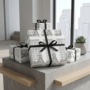 Klassieke New Yorkse Stoep Appartement Tekening Cadeaupapier