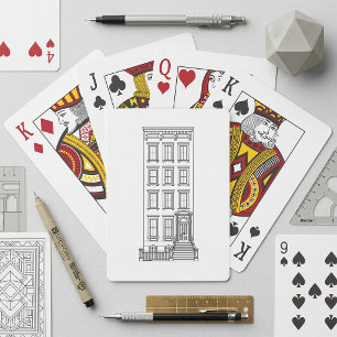Klassieke New Yorkse stoep appartement tekening Pokerkaarten