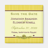 Klassieke nieuwe gele bruiloft bewaart de datum magneet (Voorkant)