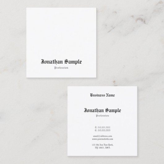 Klassieke nostalgische look Oude Engelse tekst leg Vierkante Visitekaartje (Voorkant / Achterkant)