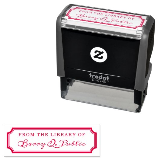 Klassieke Notched Border Library Bookplate Stempel (In situ)