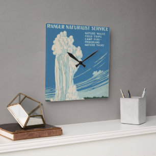 Klassieke Old Faithful in Yellowstone National Par Vierkante Klok