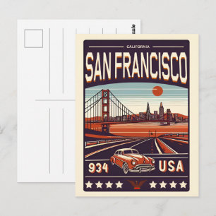 Klassieke oldtimer uit San Francisco, cadeau uit C Briefkaart