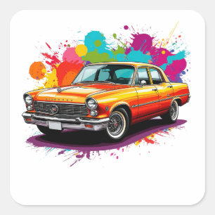 Klassieke Oldtimer Vierkante Sticker