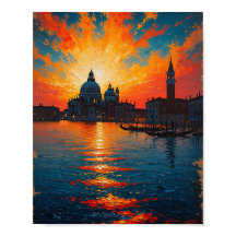 Klassieke olieverfschildering van Venetiaanse zons