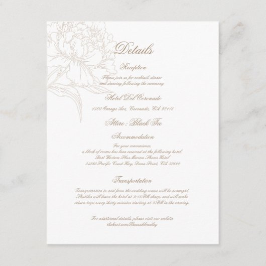 Klassieke Omlijning Bloemdetails Envelopkaart Informatiekaartje (Voorkant)