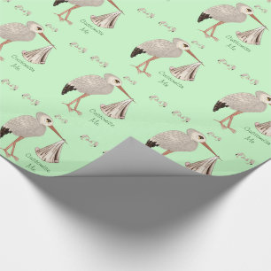 Klassieke Ooievaar (Neutrale) 1 (Baby shower) Cadeaupapier
