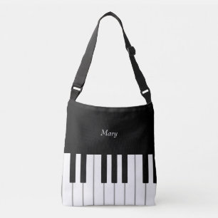Klassieke, op maat gemaakte muziek op piano-toetse crossbody tas