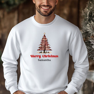 Klassieke op maat gemaakte naam Plaid Boom Kerst P Hoodie