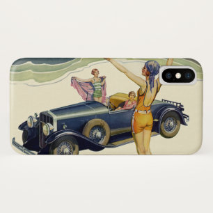 Klassieke open auto op het strand iPhone x hoesje