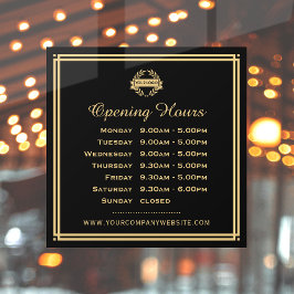 Klassieke Openingstijden Zakelijk Logo Zwart Goud Raamsticker