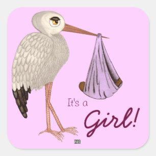 Klassieke opslag (roze) 2 (Baby shower) Vierkante Sticker