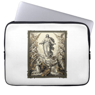 Klassieke Opstanding Engel Gravure Vector Kunst_1 Laptop Sleeve