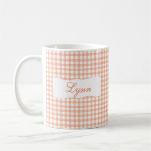 Klassieke Oranje Gingham Persoonlijke Naam  Koffiemok