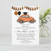 Klassieke oranje kever met ballonnen Drive By afst Kaart (Staand voorkant)