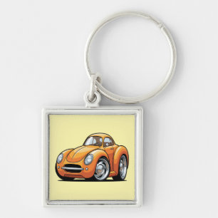Klassieke Oranje Toon Auto Sleutelhanger