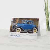 Klassieke oude auto met hond