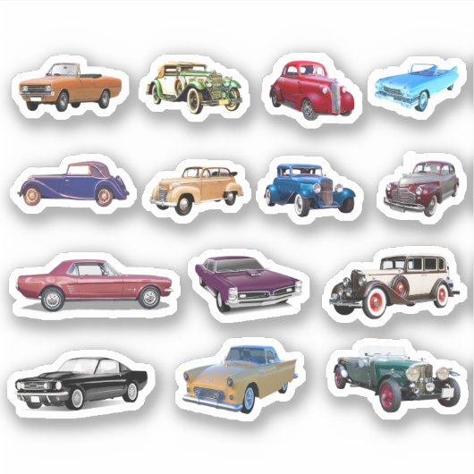 Klassieke oude auto's sticker (Voorkant)