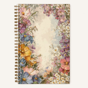 Klassieke ouderwetse bloemen notitieboek