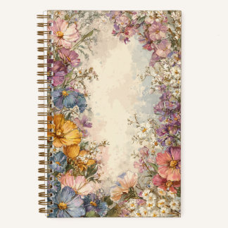 Klassieke ouderwetse bloemen notitieboek