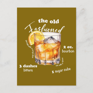 Klassieke Ouderwetse Recept Cocktail Art Briefkaart