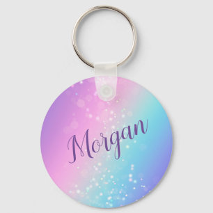 Klassieke paarse & blauwe Bokeh ster, naam of mono Sleutelhanger