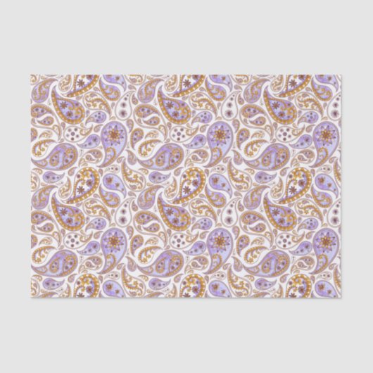Klassieke Paarse en bruine  Paisley Pattern Tissuepapier (Voorkant)