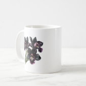 Klassieke paarse en zwarte orchidee koffie mok (Voorkant links)