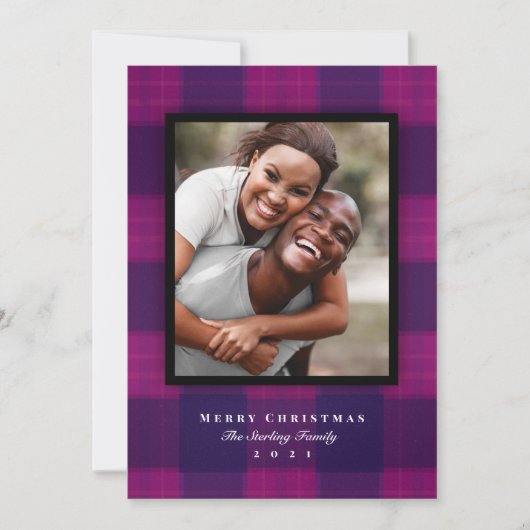 Klassieke Paarse foto Feestdagenkaart (Voorkant)