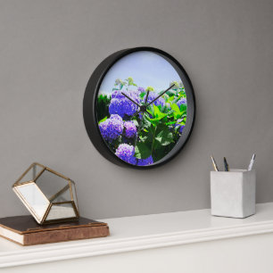 Klassieke Paarse Realistische Hortensia Muurklok