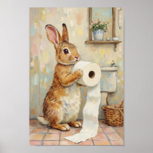 Klassieke Paashaas Badkamer Muur Kunst Poster