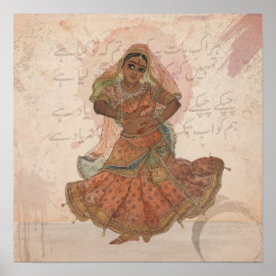 Klassieke Pahari Mughal Kathak Miniatuur Dans Kuns Poster