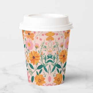 Klassieke Papieren Beker met Bloemen Ontwerp