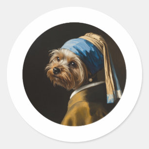 Klassieke Parel Portret-Geïnspireerde Yorkshire Te Ronde Sticker