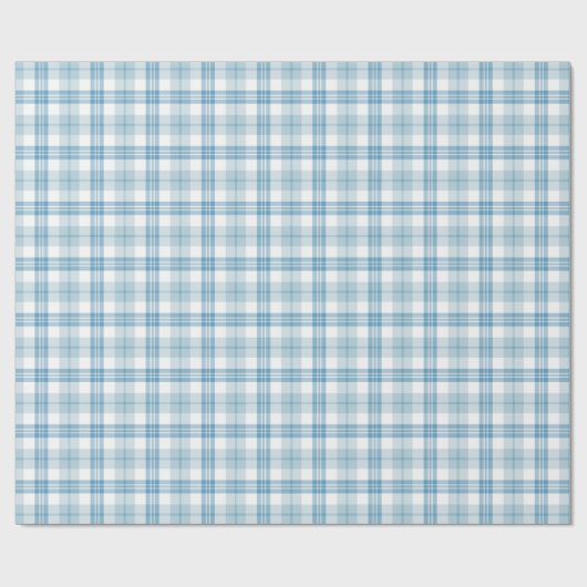 Klassieke Pastel Blauw en Wit Tartan Cadeaupapier (Vlak)
