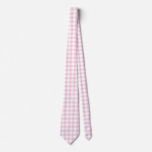 Klassieke Pastel Roze Gingham Check Patroon Stropdas (Voorkant)