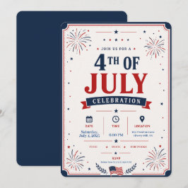 Klassieke Patriottische 4 juli Viering Vuurwerk Kaart
