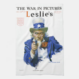 Klassieke patriottische Oom Sam tijdschriftcoverku Theedoek