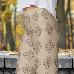 Klassieke Peach Bisque Tribal Cross Patroon Leggings