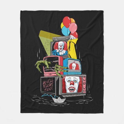 Klassieke Pennywise TV Stack - You'll Float Too Fleece Deken (Voorkant)