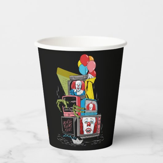 Klassieke Pennywise TV Stack - You'll Float Too Papieren Bekers (Voorkant)
